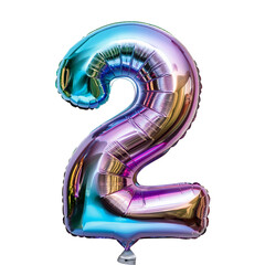 3d holographic helium balloon number 2 on a white surface