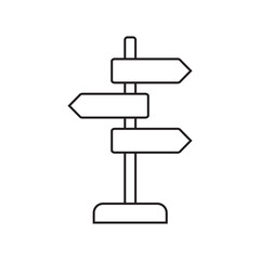 Black and White Directional Signpost Icon 