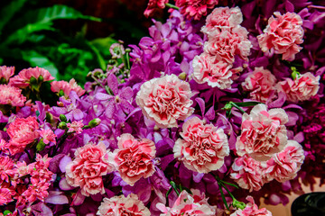 Beautiful flowers decorations, flower background, backdrop wedding decoration, rose pattern, colorful background, bunch of flowers	