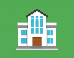 A clean, flat vector illustration of a modern white building