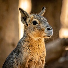 Fototapeta premium A close-up portrait of a Patagonian mara, showcasing its fur