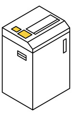 シュレッダーのシンプルな線画アイソメトリックイラスト