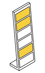 立て看板のシンプルな線画アイソメトリックイラスト