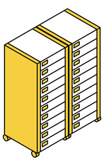 書類ケースロングのシンプルな線画アイソメトリックイラスト