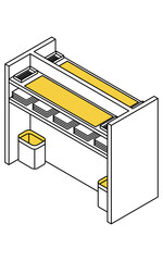 腰高の書類記帳台のシンプルな線画アイソメトリックイラスト