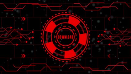 Futuristic technology interface with download icon and digital network background for modern communication and data transfer, abstract design element.. - Powered by Adobe