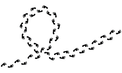 Barefoot footprint trail isolated on transparent background. Minimalist vector path symbolizing journey and freedom. Organic natural design for logos, eco-friendly brands, and adventure themes.