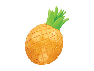 Pineapple icon 3d rendering illustration