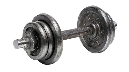 Fototapeta premium Antique adjustable dumbbell isolated on transparent background