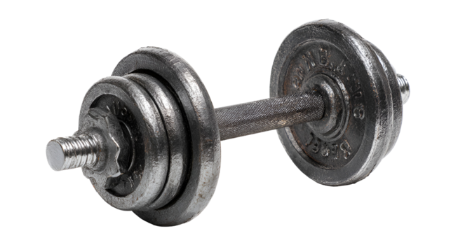 Antique adjustable dumbbell isolated on transparent background