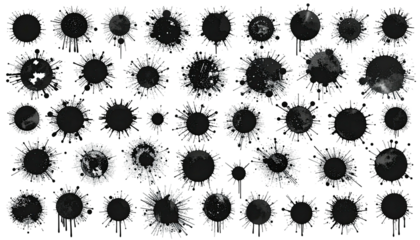 Blotchy, circular ink splatters arranged in rows and columns