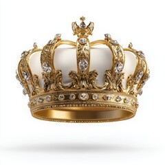 Ornate Gold Crown with Gleaming Gems and Intricate Design Perfect for Regal Themes and Royal Concepts