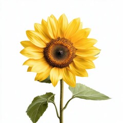 Fototapeta premium Bright and Vibrant Sunflower Blooming Against a Soft White Background in Natural Light
