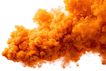 Erupting orange cloud, dense and billowy