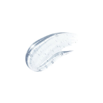 Transparent Skincare, refreshing splash and blue bubbles, isolated on white