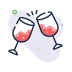 Look at this captivating flat outline icon of cheers glasses