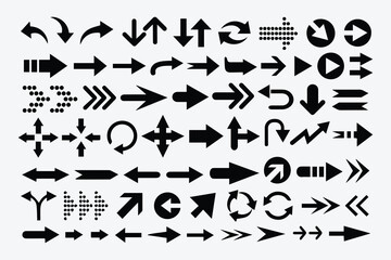 Vector Set of Black Arrows on a White Background
