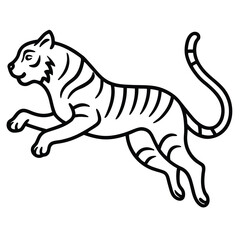 Obraz premium Leaping tiger outline. Heraldic vector symbol for a logo or mascot.