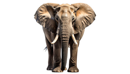 African elephant, facing forward, black background, ears flared