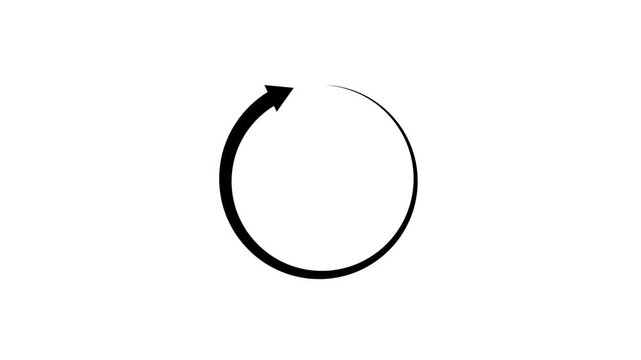 Loading circle animation on black transparent background, More, Searching, Updating,on a white background with 4k video animation.