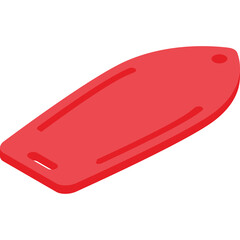 Red rescue board isolated on white background for water safety and lifeguarding activities