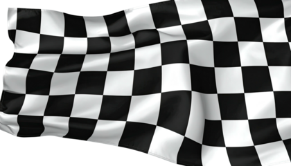 Checkered flag, black and white, waves in the breeze