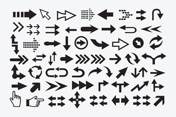Collection of Black Arrow and Cursor Icons Vector Arrow Set