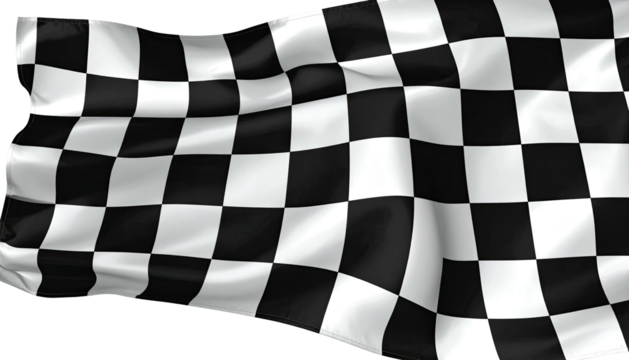 Checkered flag, black and white, waves in the breeze
