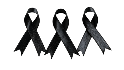 Three black ribbons against dark backdrop, symbolic and somber