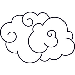 Stylized Outline of Two Clouds with Swirling Patterns on a Transparent Background