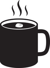 Winter Hot Cocoa Mug Silhouettes With Steam Marshmallow Warmth Cozy Concept