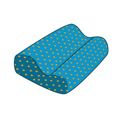 Ergonomic Cervical Pillow Blue With Orange Polka Dots Design Isolated On White Background Studio Shot