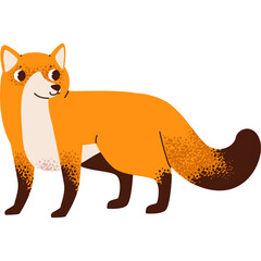 Stylized Orange Fox With Speckled Texture And Dark Accents Standing On White Background No Shadows No Watermarks