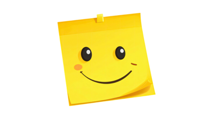 Happy yellow sticky note with a simple smiley face graphic