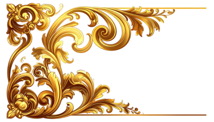 Ornate gold leaf flourishes corner, curls & scrolls detail