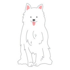 サモエド　手描き　イラスト