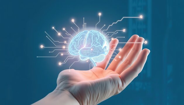 Robotic Intelligence Hand Presenting Advanced Digital Neural Network Concept