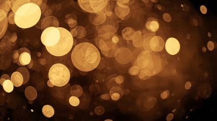 Warm Golden Bokeh Lights Brown Gold Defocused Circles - Elegant Holiday Celebration Design Background