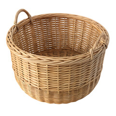 Fototapeta premium Empty wicker basket isolated on white or transparent background