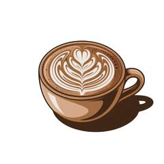 Coffee latte art heart in a ceramic cup warm beverage