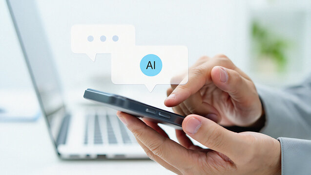 Engaging with cutting edge AI technology through a smartphone interface, symbolizing modern communication and digital innovation for business growth.