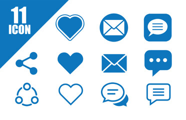 Blue Social Engagement and Communication Icon Set