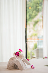 Towel Elephant with Flowers in Romantic Hotel Room, Ao Nang, Krabi