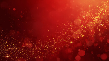 Glamorous Red Christmas Bokeh Golden Circles - Premium Festive Celebration Banner Template