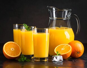 Freshly squeezed citrus drink with oranges and mint