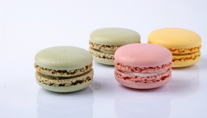 Pastel Macarons Stack on Clean White Background