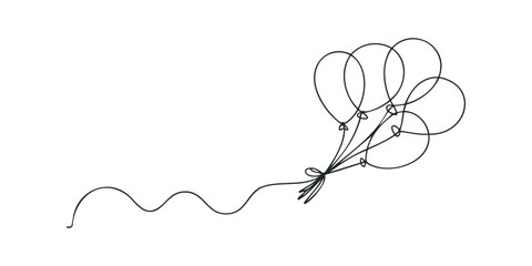 Obraz premium Bunch of balloons with a wavy string