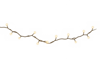 Glowing string lights festive decoration for holidays and celebrations transparent background