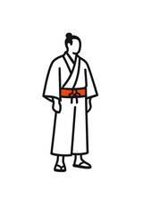 logo design of a Japanese traditional dressed man on transparent background