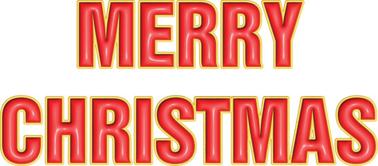 Bright, Happy Merry Christmas red and yellow outline 3D text design